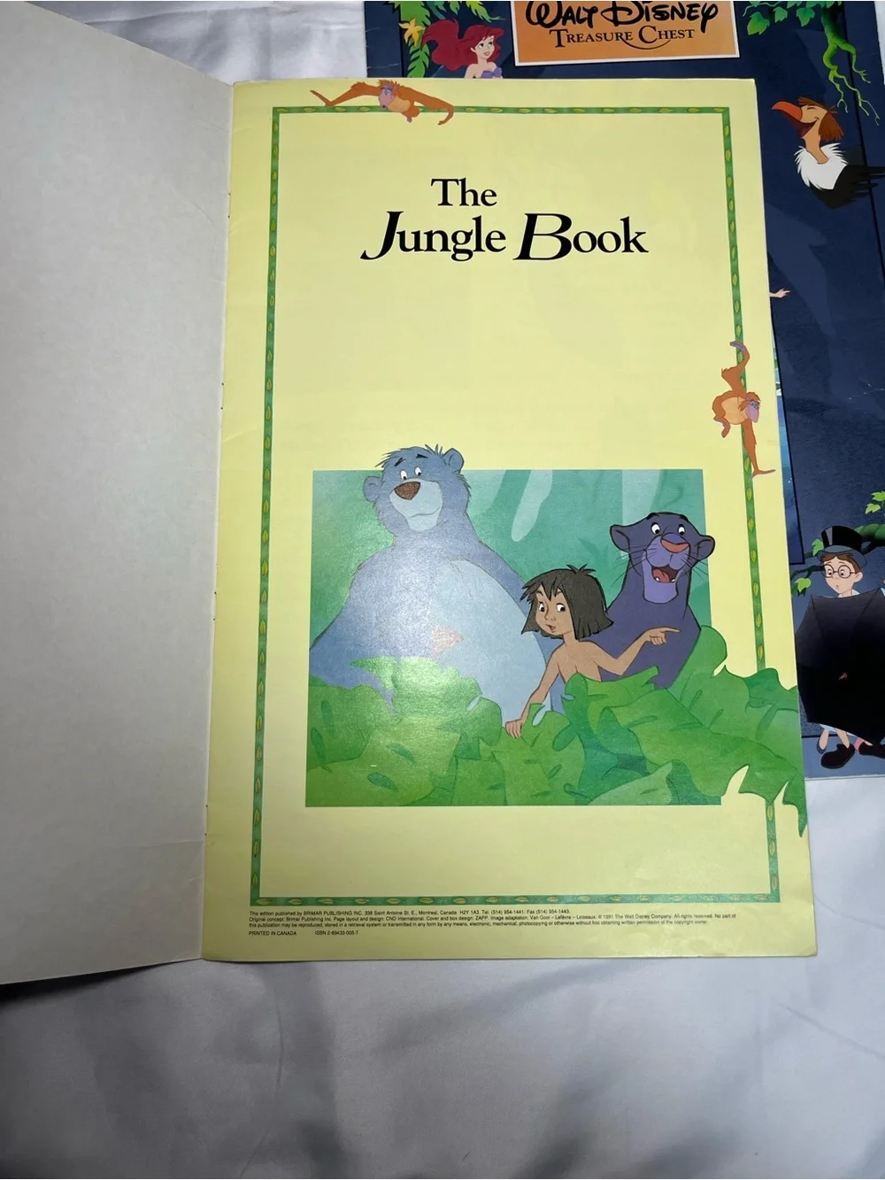 Vintage 1991 Disney Treasure Chest Jumbo Book Lot 4 Bambi Peter Mermaid Jungle